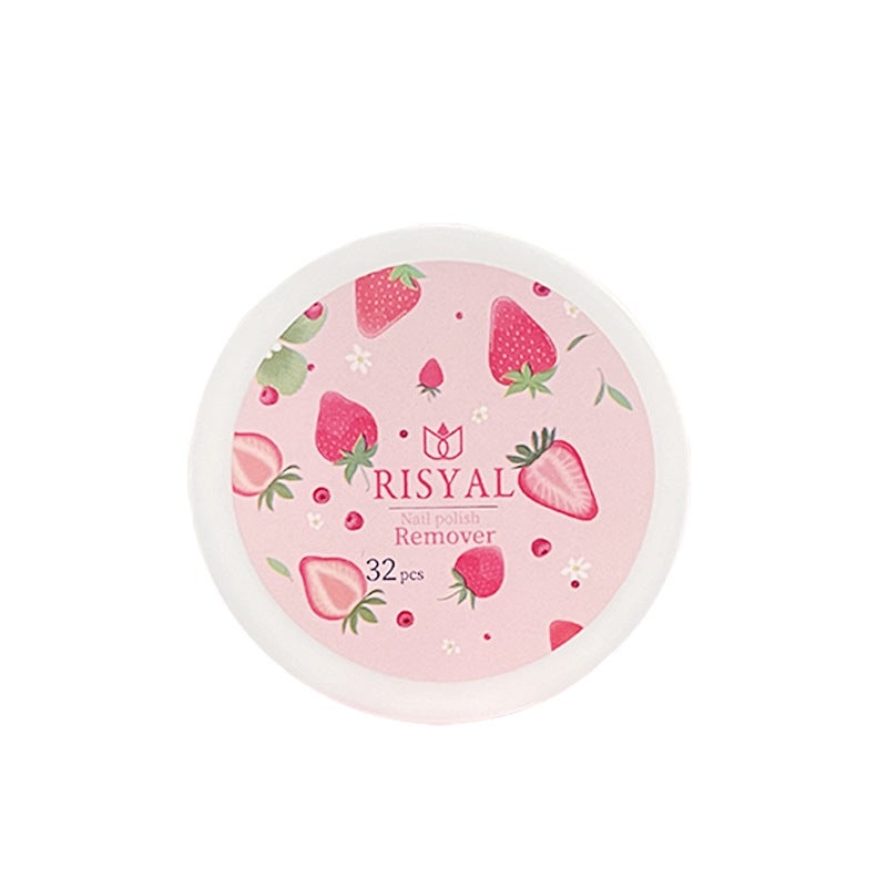 Risyal Strawberry Flavored Nail Polish Remover Wipes – 32 Pieces Boxed Pads - Image 1