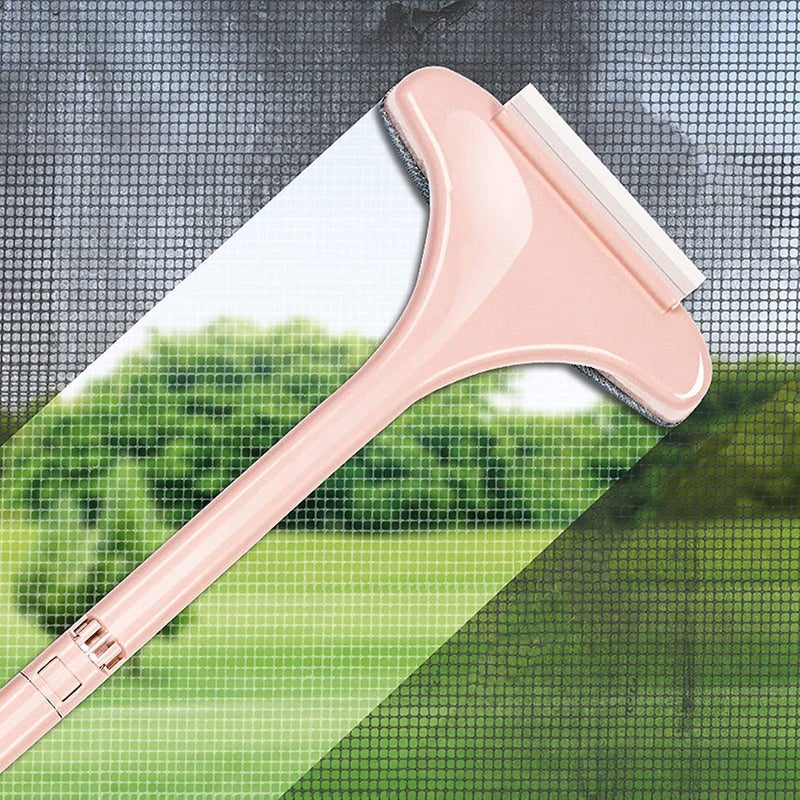 HOUVIDA Multifunctional Screen Brush 2 In 1 Mesh Cleaning Brush Wiper With Extended Handle Double Side Window Cleaning Brush For Net Cleaning And Glass Wiping Brush Multicolor