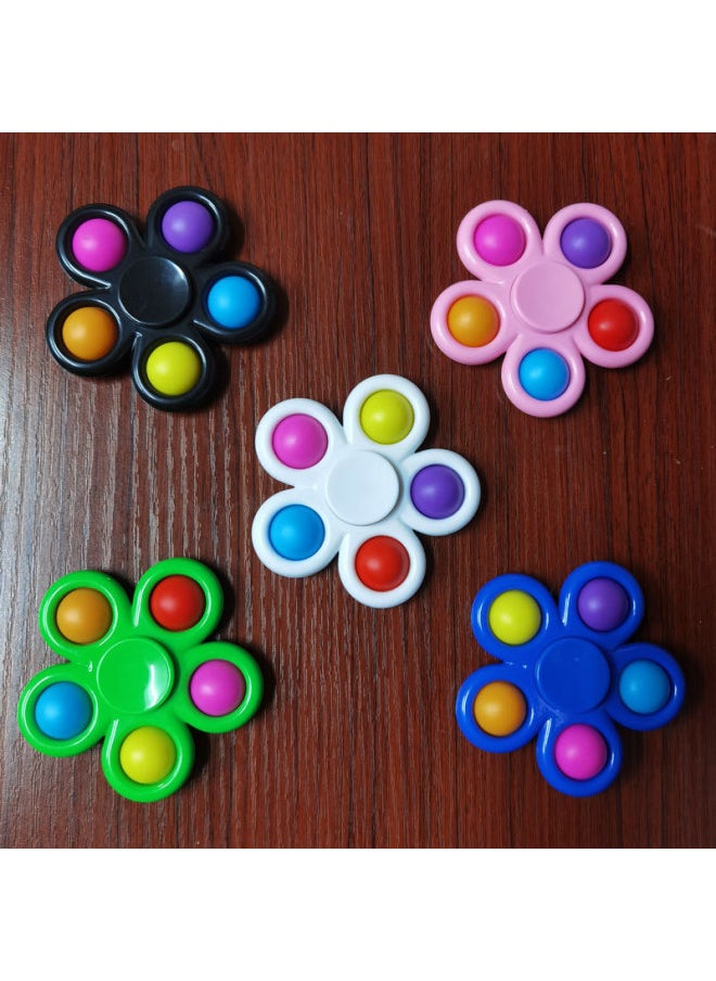 Finger Gyro Bubble Music Five Or Six Finger Fun Rodent Pioneer Vent Press Soft Silicone Keychain Children's Toys-Color:7.7cm Five-finger Solid Color Gyro  - Image 1