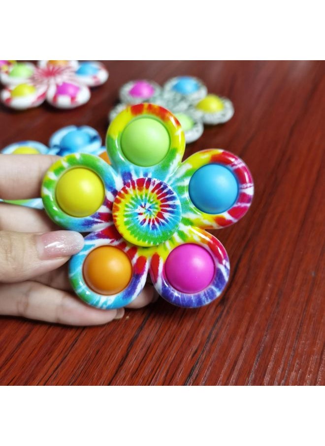 Finger Gyro Bubble Music Five Or Six Finger Fun Rodent Pioneer Vent Press Soft Silicone Keychain Children's Toys-Color:7.7cm Five-finger Solid Color Gyro  - Image 3