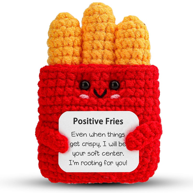 Hoedia Emotional Positive Fries Crochet Gifts: Birthday Gifts for Friend Women Sister Coworkers College Students - Cheer Up Cute Funny Knitted Fries Christmas Stocking Stuffers - Image 1