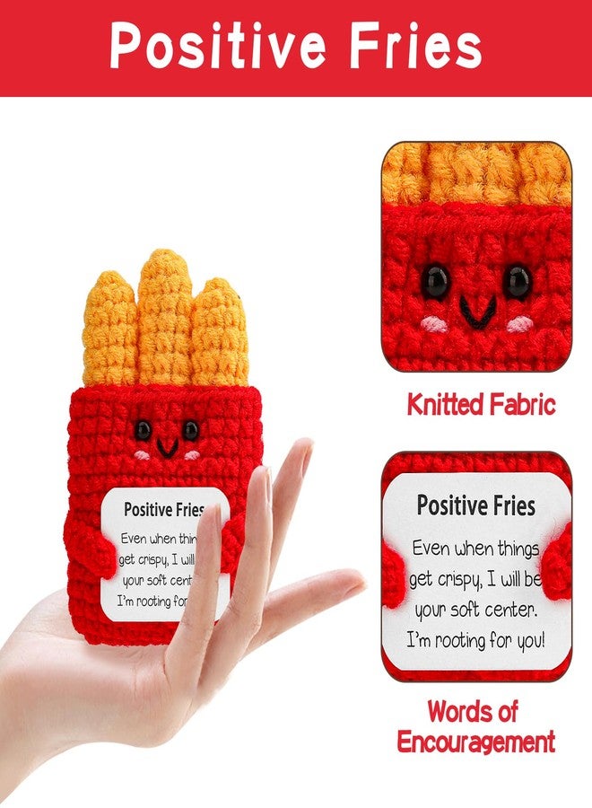 Hoedia Emotional Positive Fries Crochet Gifts: Birthday Gifts for Friend Women Sister Coworkers College Students - Cheer Up Cute Funny Knitted Fries Christmas Stocking Stuffers - Image 4