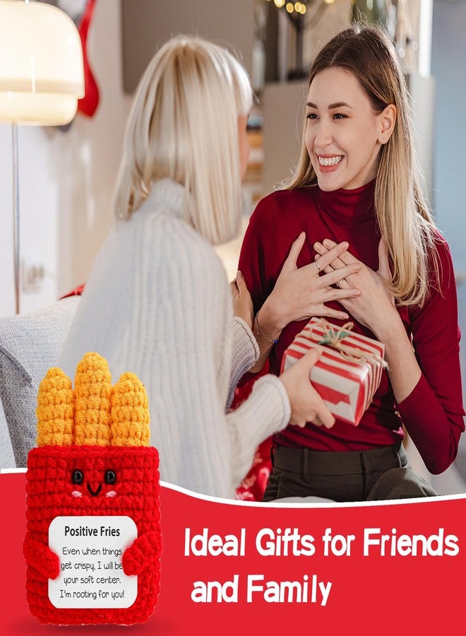 Hoedia Emotional Positive Fries Crochet Gifts: Birthday Gifts for Friend Women Sister Coworkers College Students - Cheer Up Cute Funny Knitted Fries Christmas Stocking Stuffers - Image 3