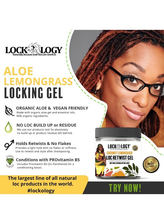 Lockology Loc Gel - No Build Up, Residue or Flakes, Aloe Lemongrass Retwisting Gel for Locs, Dreadlock Accessories, 8 fl oz - Image 2
