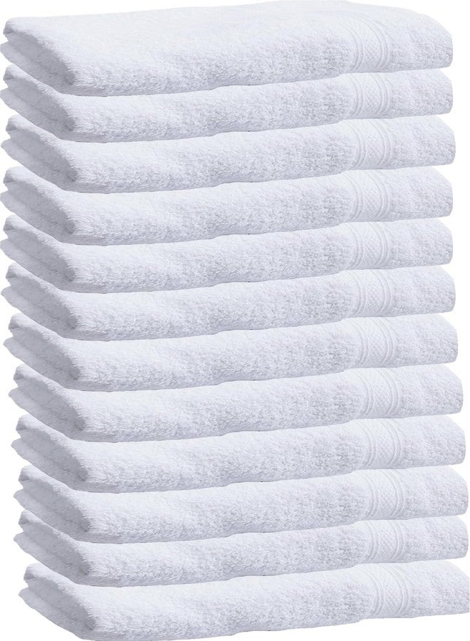 Towels N More منشفة وأكثر 12 بيضاء 16x27 منشفة يد فاخرة مع حلقات قطنية 100% مصنوعة من الخيوط الحلزونية، فائقة الامتصاص الأفضل للفنادق، الحمام، الصالة الرياضية، المنزل أو الاستخدام التجاري (12) - Image 1