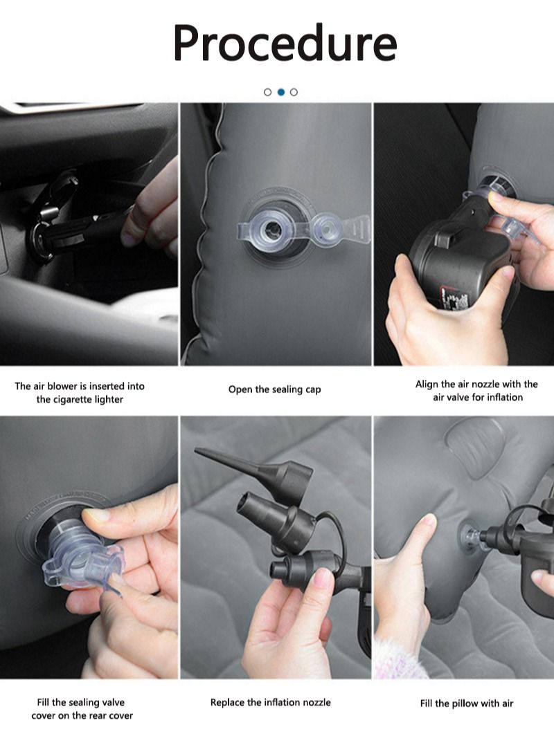 شاربدو مرتبة هوائية قابلة للنفخ للسفر والتخييم في السيارة مع وسادتين 180 ك ، رمادي - Image 4