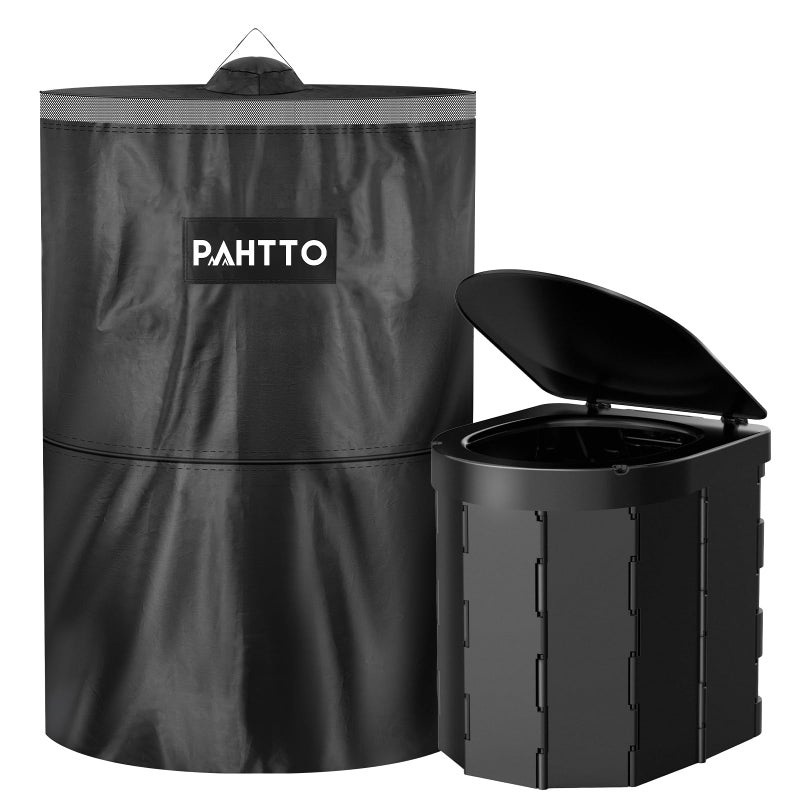 PAHTTO Portable Camping Toilet with Privacy Popup Tent, Porta Potty for Adults with 2-in-1 Phone Shelf &Toilet Paper Holder, Multifunctional for Car, Camping, Hiking, RV Travel, Road Trip, Outdoor Activities - Image 1