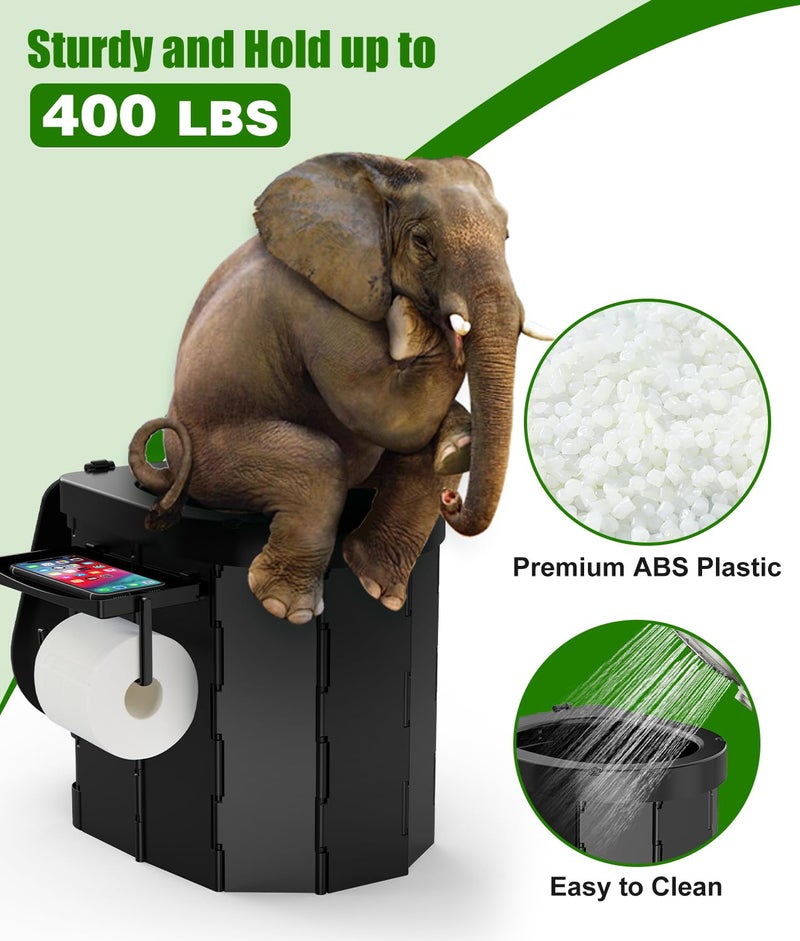 PAHTTO Portable Camping Toilet with Privacy Popup Tent, Porta Potty for Adults with 2-in-1 Phone Shelf &Toilet Paper Holder, Multifunctional for Car, Camping, Hiking, RV Travel, Road Trip, Outdoor Activities - Image 3