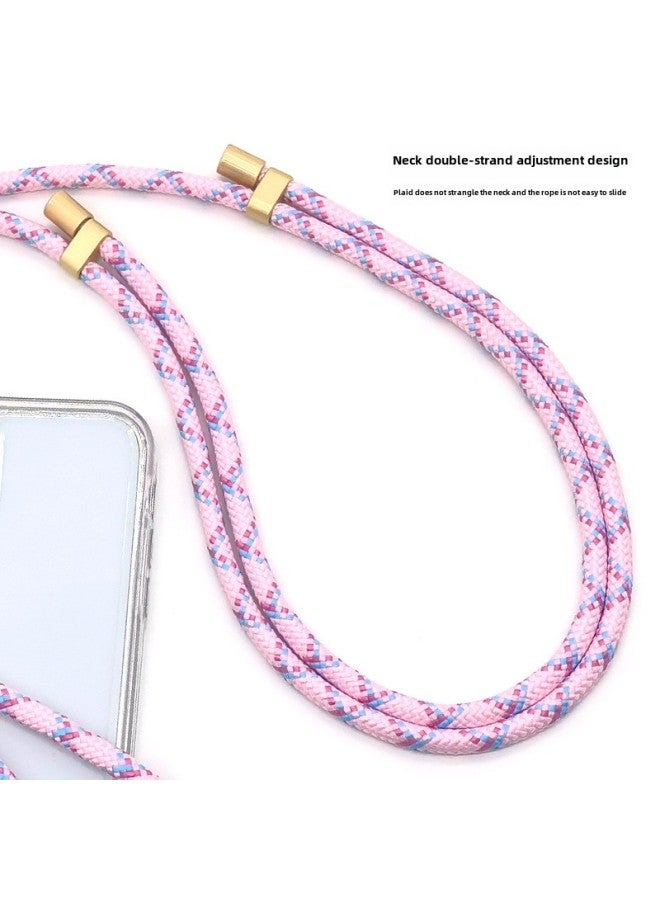 6mm Mobile Phone Adjustable Crossbody Lanyard Anti-loss Lanyard Neck Rope Climbing Hanging Rope Telescopic Braided Rope TPU Transparent Gasket-Specifications:173#Mint Green Gold Wire (pearl Gold + 2 Adjustments + Gold Tpu) - Image 2