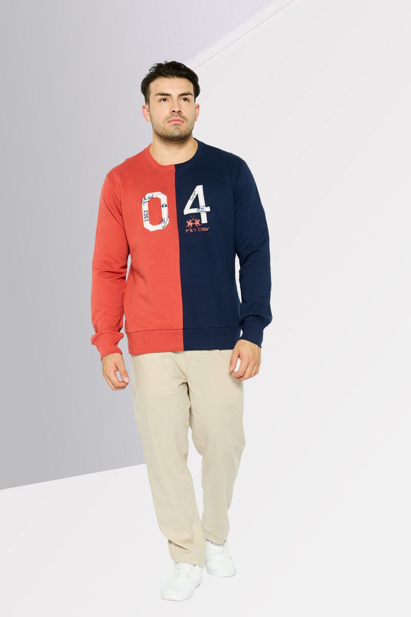 La Martina Men Crew Neck Embraided Logo Long Sleeves Sweatshirt, Navy - Image 2