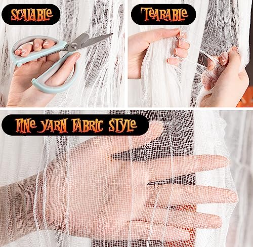 RunNico 197" x 85" Halloween Creepy Cloth - Halloween Spooky Fabric Cloth - Scary Gauze Blood Creepy Cloth for Haunted House Halloween Party Yard Wall Doorway Outdoors Decoration - Image 3
