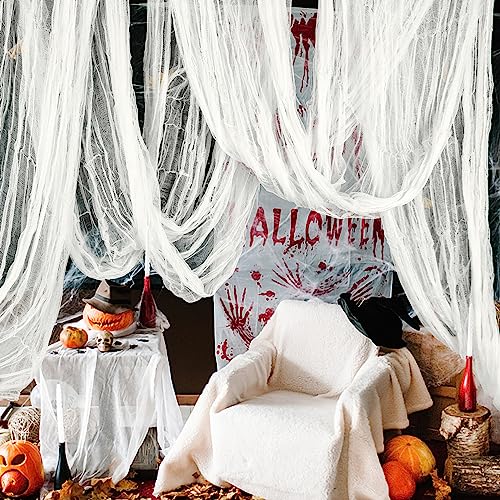 RunNico 197" x 85" Halloween Creepy Cloth - Halloween Spooky Fabric Cloth - Scary Gauze Blood Creepy Cloth for Haunted House Halloween Party Yard Wall Doorway Outdoors Decoration - Image 5