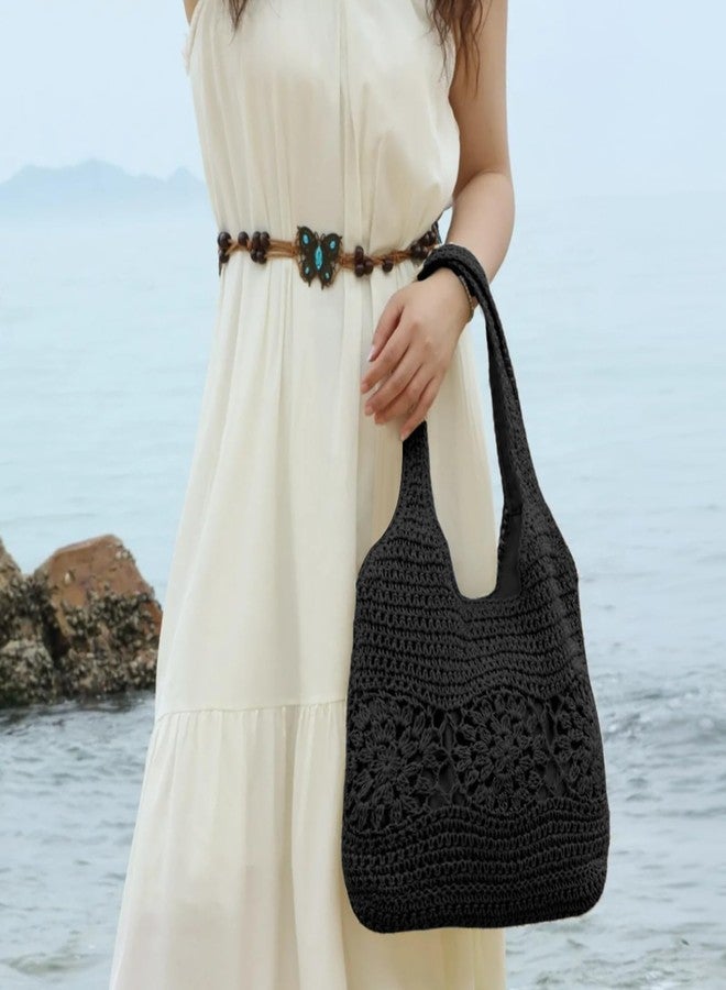 KUANG! Straw Shoulder Bags for Women Summer Beach Tote Bag Straw Woven Vacation Hangbag Purse - Image 3
