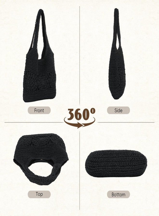 KUANG! Straw Shoulder Bags for Women Summer Beach Tote Bag Straw Woven Vacation Hangbag Purse - Image 4