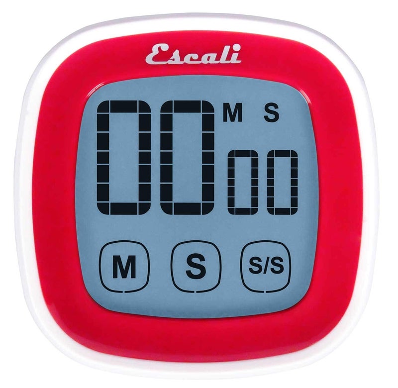 Escali Touch Screen LCD Display Digital Timer, Easy to Read and Touch Sensitive Controls Battery Saving, Red - Image 1