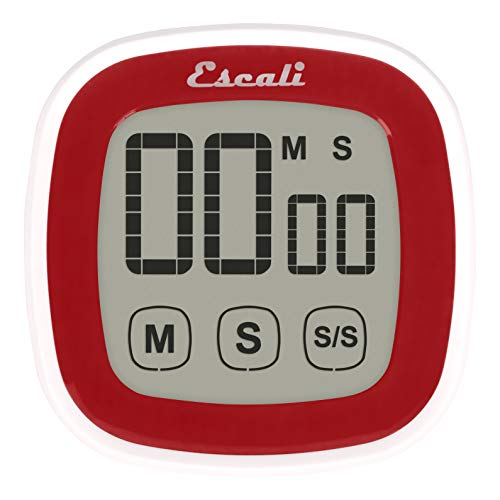 Escali Touch Screen LCD Display Digital Timer, Easy to Read and Touch Sensitive Controls Battery Saving, Red - Image 3