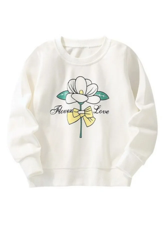 YUNIQEE White Printed Long Sleeve Crew Neck T-Shirt