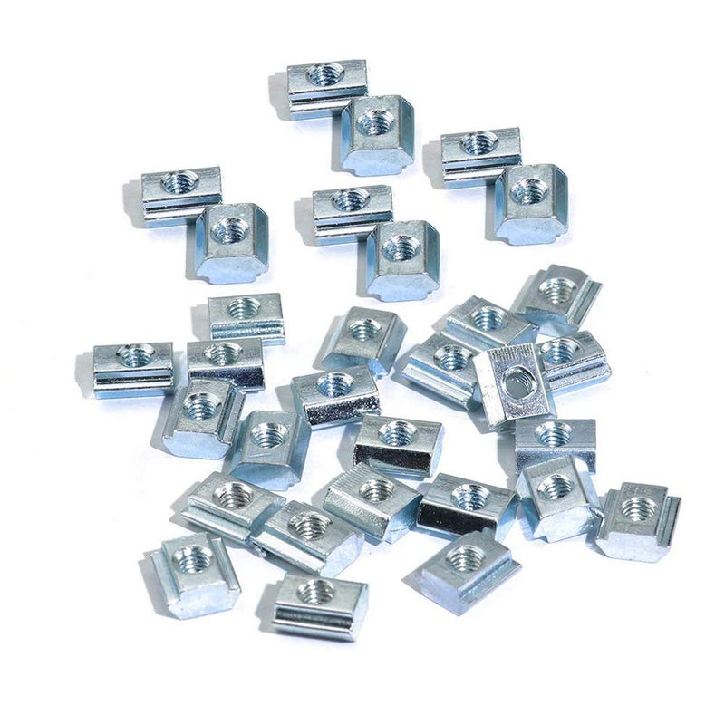 100pcs 20 Series T Sliding Nuts Hammer Nut Block Square Nuts M5 T Nuts for 2020 Aluminum Profiles T Slot 6mm (m5)