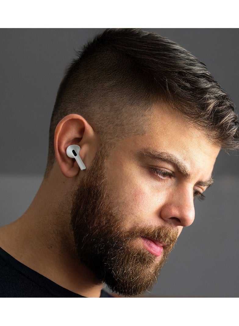 porodo True Wireless Earbuds Pro 2 with Environmental Noise Cancellation (ENC) / Touch Control / Voice Assistant / Wireless Charging / Pop-Up Connection - White - Image 2