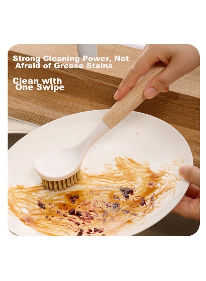 Mengting Long-handled Pot Scrubber, Household Small Brush, Kitchen Non-stick Pan Cleaning Tool, Wooden Handle Pot Brush, Cleaning Miracle, Two-pack - Image 5