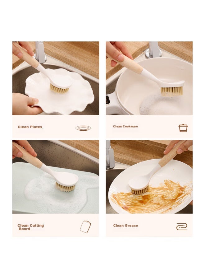 Mengting Long-handled Pot Scrubber, Household Small Brush, Kitchen Non-stick Pan Cleaning Tool, Wooden Handle Pot Brush, Cleaning Miracle, Two-pack - Image 2