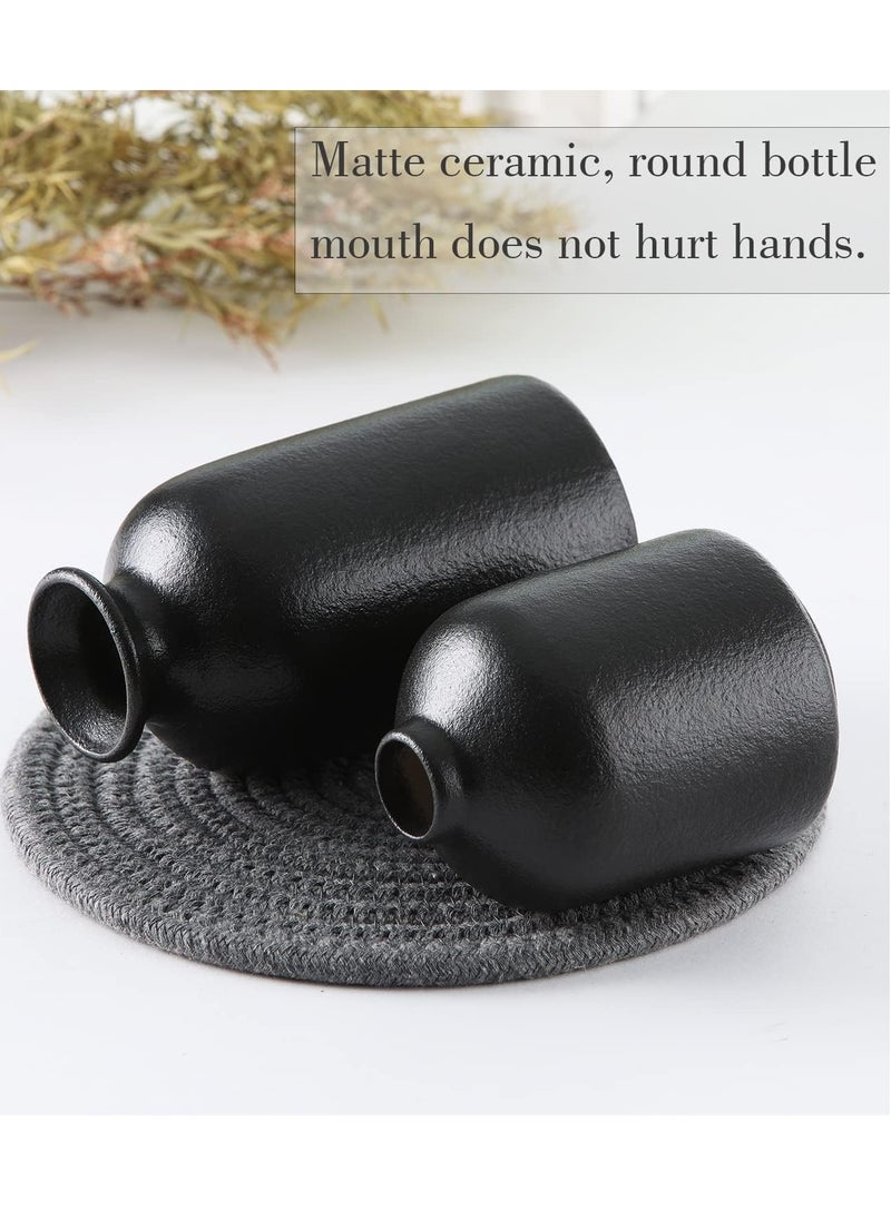 Arabest Ceramic Vase Set - 3 Small Vase Decor, Modern Home Decor, Decorative Vase, Pampas Vase, Dried Flower Vase, Living Room, Table Stand, Centerpiece (Black)  - Image 5