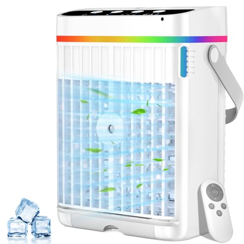 AJVV Portable Air Conditioners 40oz Water Tank 3 Wind Speed 3 Cool Mist 13H Timer 7 LED Light Personal Air Conditioner Small Mini Air Conditioner Portable Air Cooler for RoomOffice - Image 1