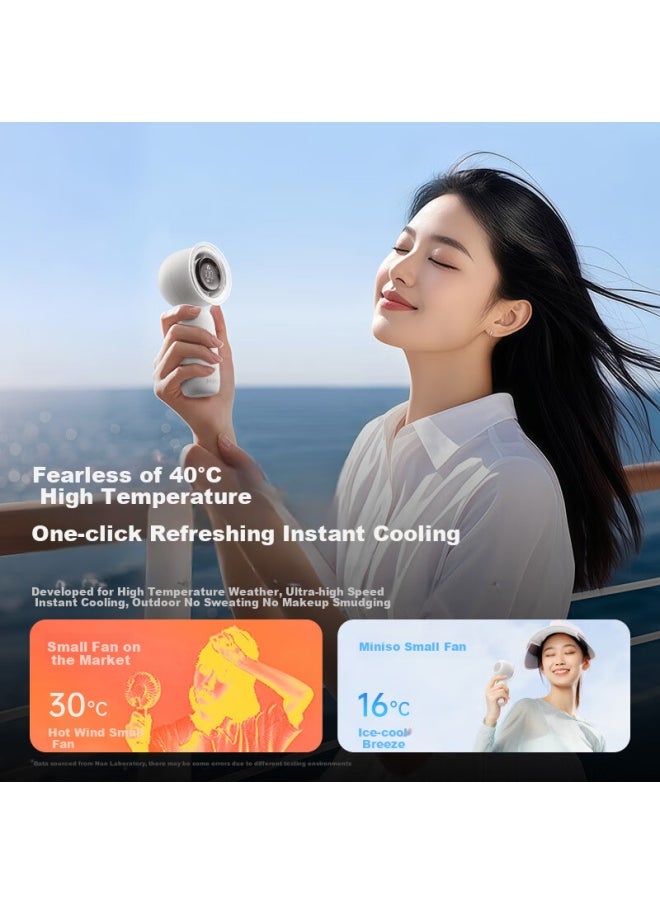 Miniso Miniso Portable Handheld Mini Fan Usb Rechargeable Fan White  - Image 5