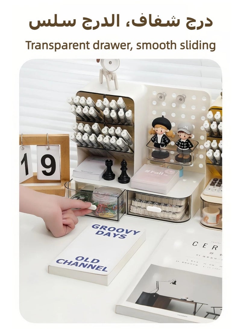 منظم مكتب متعدد الأغراض لتخزين الأدوات المكتبية، مزود بخطاف لوحة تعليق، وحامل أقلام تلسكوبي قابل للتعديل، مناسب للمكتب والحرف اليدوية. - Image 4