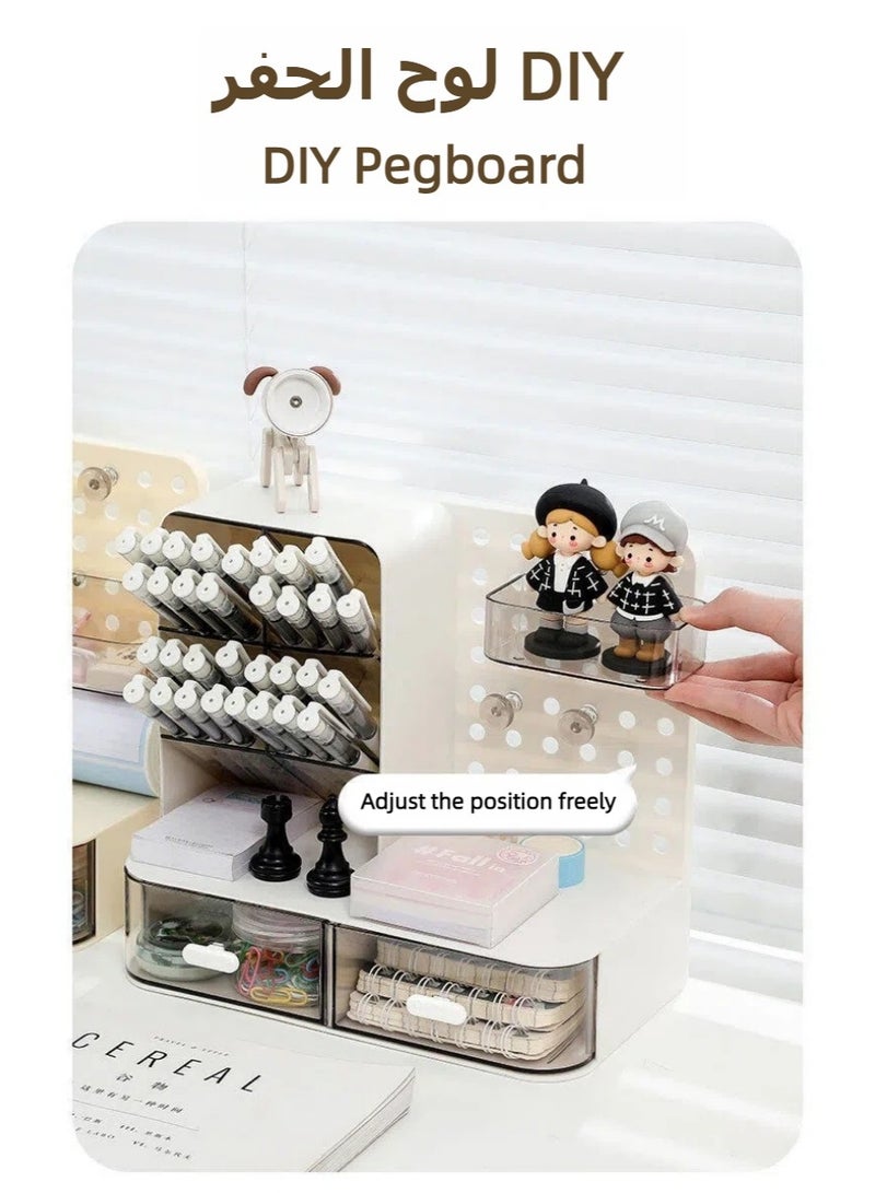 منظم مكتب متعدد الأغراض لتخزين الأدوات المكتبية، مزود بخطاف لوحة تعليق، وحامل أقلام تلسكوبي قابل للتعديل، مناسب للمكتب والحرف اليدوية. - Image 5