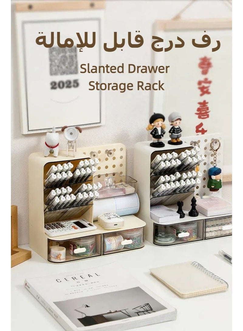 منظم مكتب متعدد الأغراض لتخزين الأدوات المكتبية، مزود بخطاف لوحة تعليق، وحامل أقلام تلسكوبي قابل للتعديل، مناسب للمكتب والحرف اليدوية. - Image 2