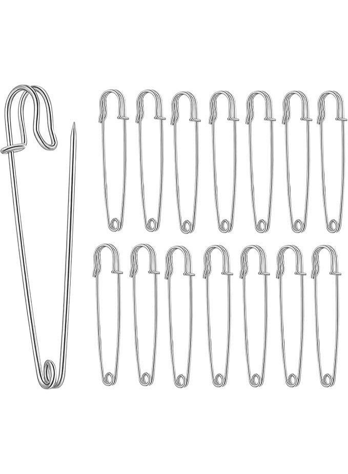 ChicAbode 15 Pcs Large Safety Pin Set, 3 Inch/75mm Stainless Steel Extra Large Safety Pins, Strong for Fixing Blankets, Shawls, Ideal for Crafts, Arts, Clothes Brooch Making, Rust-Resistant for Long Term Use - Image 1