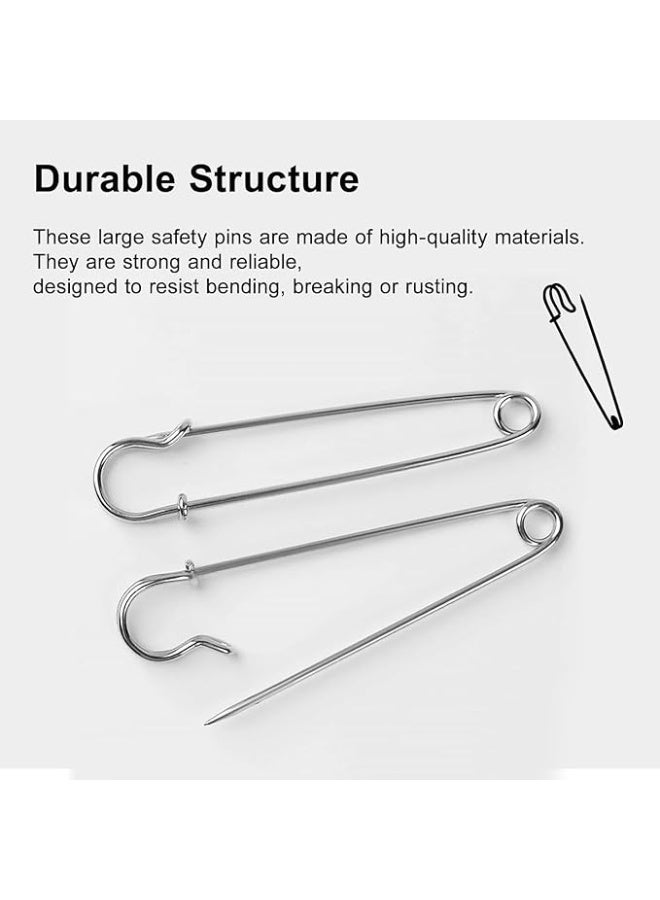 ChicAbode 15 Pcs Large Safety Pin Set, 3 Inch/75mm Stainless Steel Extra Large Safety Pins, Strong for Fixing Blankets, Shawls, Ideal for Crafts, Arts, Clothes Brooch Making, Rust-Resistant for Long Term Use - Image 3