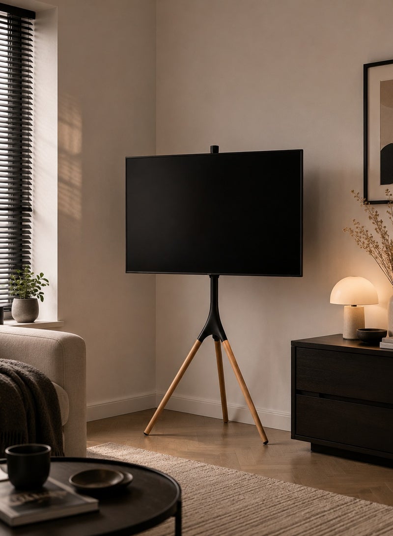 Eworld Height Adjustable TV Floor Stand for 30-70 Inch LED & OLED TVs - Tripod Mount with Swivel Tilt Head, Cable Management & Stable Anti-Slip Base for Living Room & Bedroom - Image 2