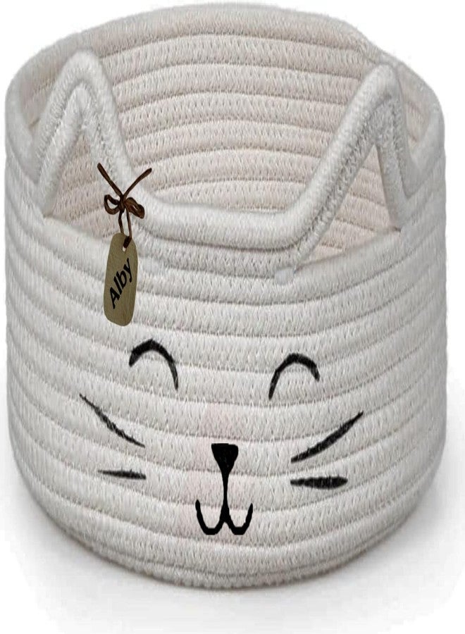 GOODIE® -Small Cat Storage Basket, Black Cute Basket for Toys, Dog Toy Basket, Woven Rope Basket for Organizing, Empty Gift Basket for Baby, Black, 9.8 x 4 inches (white black nose, 9x4)