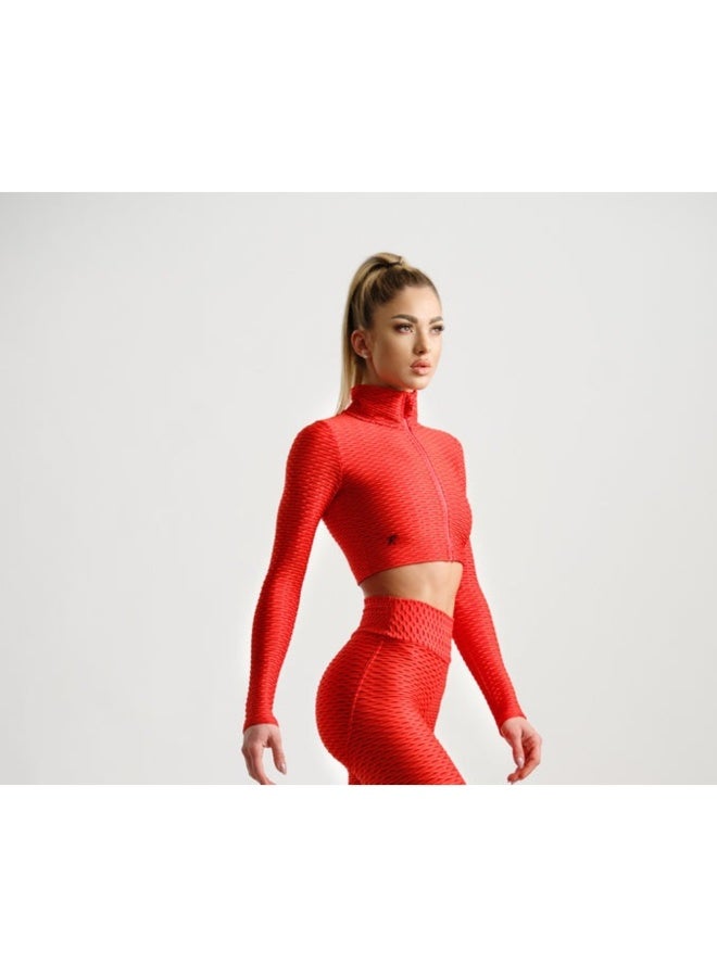 Tessitura Crop zipper top 3D - Red - Image 4