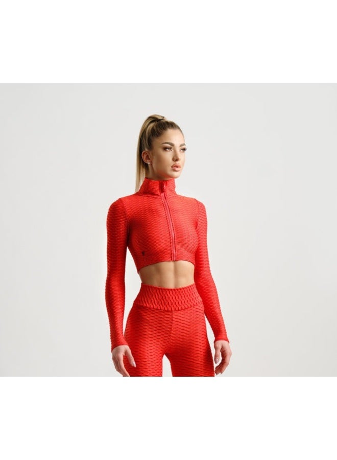 Tessitura Crop zipper top 3D - Red - Image 3