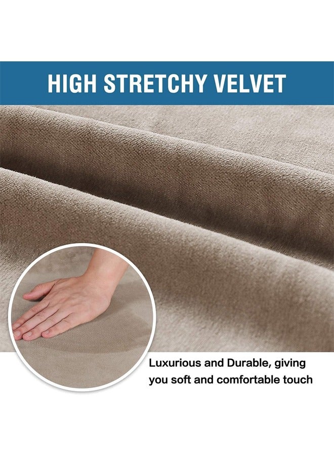 DUNISO 6 Pcs Velvet Dining Chair Covers,Stretch Chair Covers for Dining Room Set ,Parson Chair Slipcovers Chair Protectors Covers Dining, Soft Thick Solid Velvet Fabric Washable,Taupe - Image 3