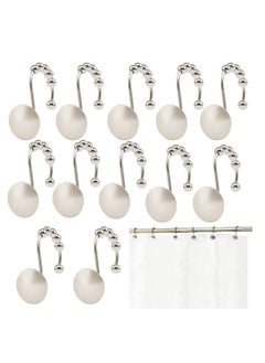 Y&D Shower Curtain Hooks Nickel Decorative Rings Easy Glide for Rod Rust Proof Bathroom Rods Curtains Clothing Most Set of 12  - Image 1