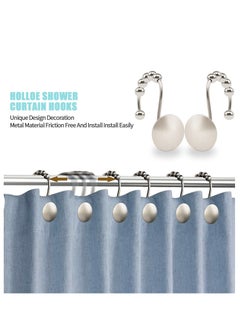 Y&D Shower Curtain Hooks Nickel Decorative Rings Easy Glide for Rod Rust Proof Bathroom Rods Curtains Clothing Most Set of 12  - Image 2