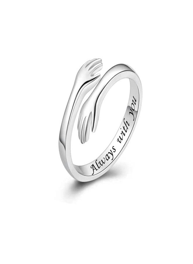 Xiyantiji Hug Rings for Women Men Adjustable Finger Rings Silver Hug Open Ring hugging Hand Ring for Women - Image 1
