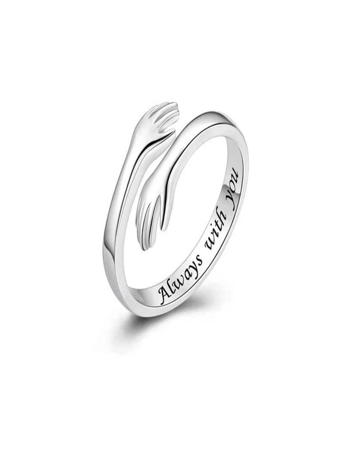Xiyantiji Hug Rings for Women Men Adjustable Finger Rings Silver Hug Open Ring hugging Hand Ring for Women - Image 2
