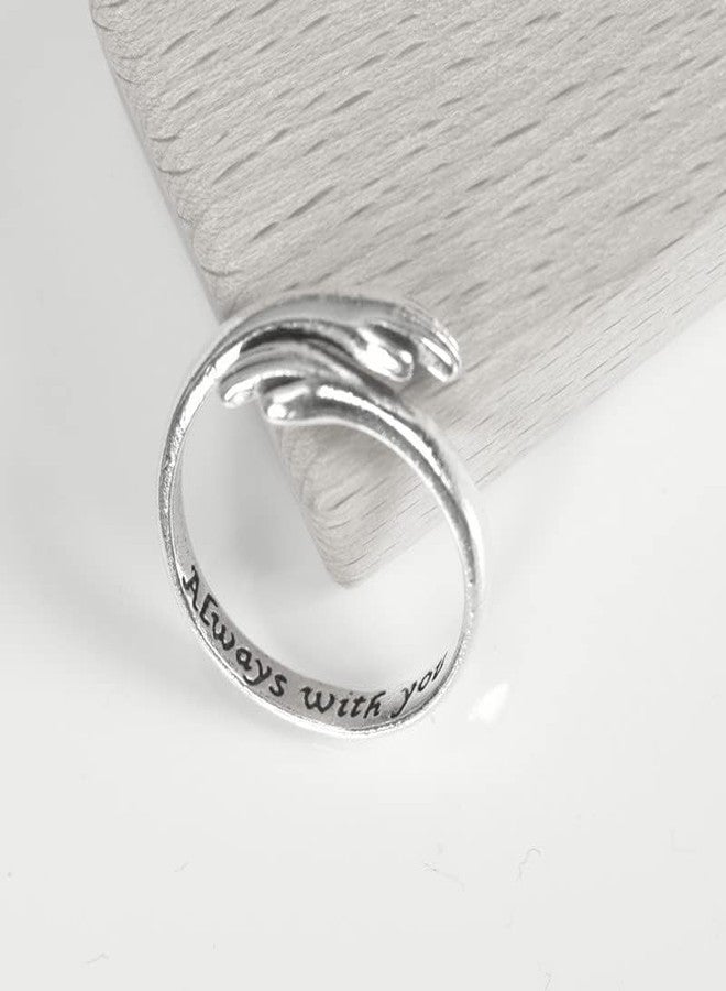 Xiyantiji Hug Rings for Women Men Adjustable Finger Rings Silver Hug Open Ring hugging Hand Ring for Women - Image 5