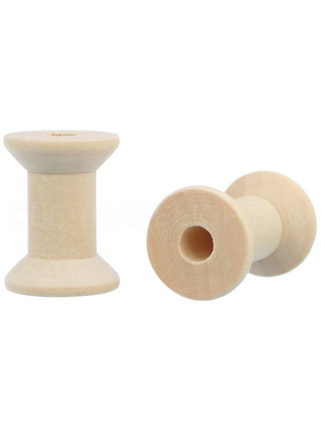 CleverDelights 100 Pack - CleverDelights 1 1 8  x 3 4  Wood Spools - Unfinished Wooden Spools - Thread Bobbin Cord Wire Sewing - Image 1