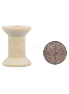 CleverDelights 100 Pack - CleverDelights 1 1 8  x 3 4  Wood Spools - Unfinished Wooden Spools - Thread Bobbin Cord Wire Sewing  - Image 2