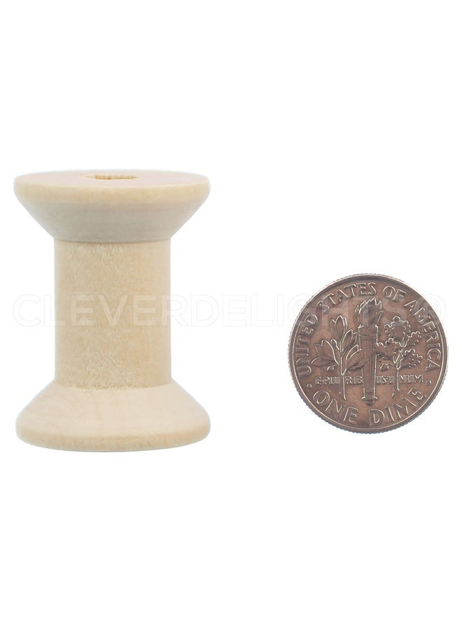 CleverDelights 100 Pack - CleverDelights 1 1 8  x 3 4  Wood Spools - Unfinished Wooden Spools - Thread Bobbin Cord Wire Sewing - Image 2