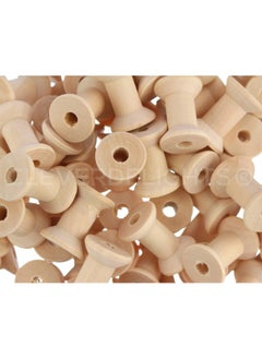 CleverDelights 100 Pack - CleverDelights 1 1 8  x 3 4  Wood Spools - Unfinished Wooden Spools - Thread Bobbin Cord Wire Sewing  - Image 4
