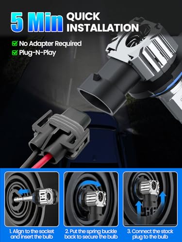RCJ 9005 Bulbs, 16000LM Super Bright HB3 Fog Light, 6000K Cool White, Real 1:1 Size Plug and Play, Canbus Ready, lP67 Waterproof, Pack of 2 - Image 3
