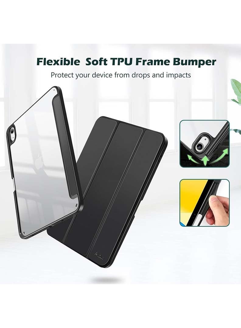 ثيودور جراب خلفي شفاف رفيع لجهاز iPad Air مقاس 11 بوصة (M4 2026/ M3 2025/ M2 2024) - غطاء حماية هجين مقاوم للصدمات مع حامل قلم، خاصية التشغيل/الإيقاف التلقائي، حامل ثلاثي الطي - أسود - Image 4