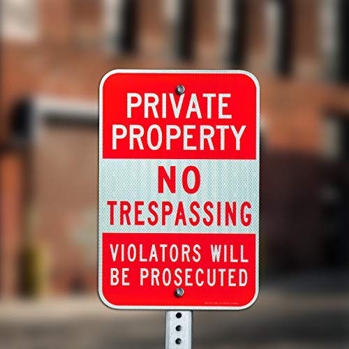 Faittoo (4 Pack) Private Property No Trespassing Sign, Violators Will Be Prosecuted, 18 x 12 Engineer Grade Reflective Sheeting Rust Free Aluminum, Weather Resistant, Waterproof, Durable Ink, Easy to Mount - Image 5